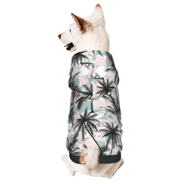Fotbe Hawaii Palms Sudadera con Estampado para Perros Pequeños – Suéter con Capucha para Mascotas, Tela Suave de Forro Polar con Bolsillo-Small