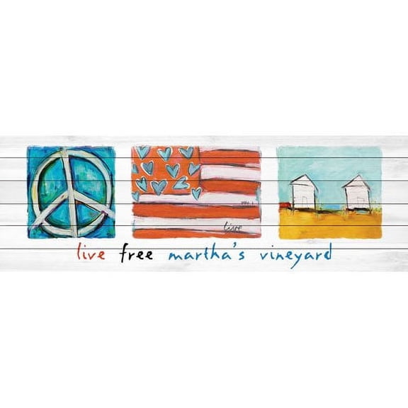 Marmont Hill "Live Free Martha's Vineyard" by Tori Campisi Painting Print on White Pine Wood