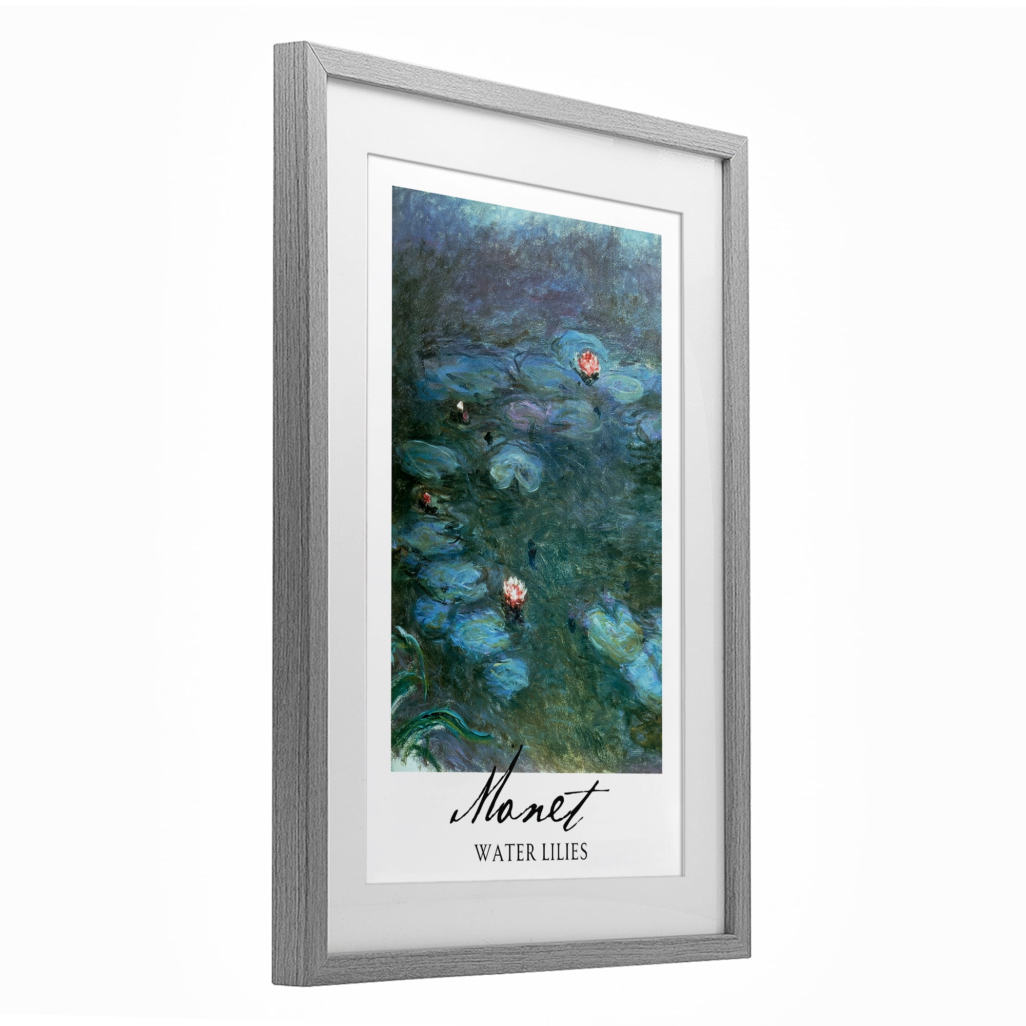 Stupell Industries Monet Water Lilies Gray Framed Print Under Glass, design by Vintage Hustle