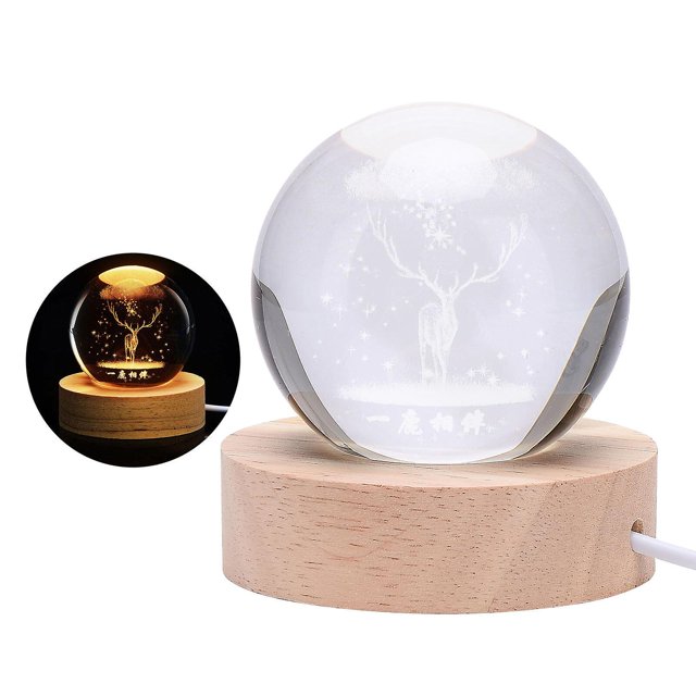 Lámpara de luna, astronauta de cristal, planeta, globo, luz nocturna con interruptor táctil, Base duradera para decoración del hogar