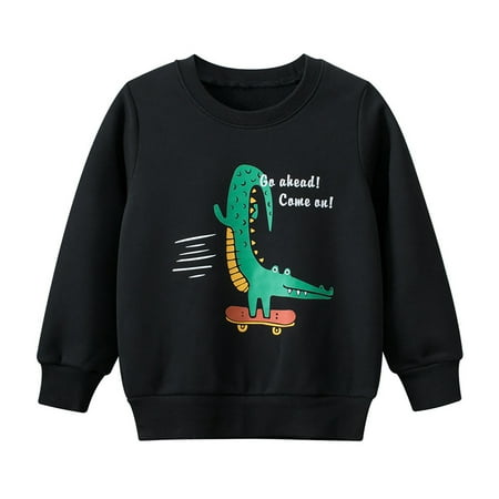 

Dr.Eam Little Girls Sweatshirts Toddler Baby Boys Girls Long Sleeve Cartoon Dinosaur Prints Shirt Tops Fall Winter Clothes Fashion Tops Casual Soft Dailywear Black 18 M-24 M