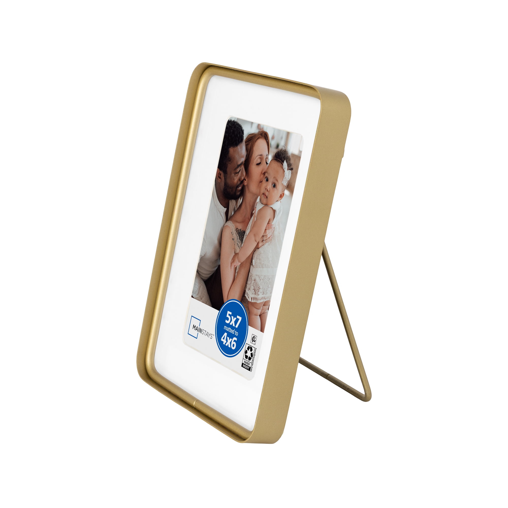 Mainstays 5x7 Matted to 4x6 Picture Frame – Gold Rounded Corner Tabletop Photo Frame