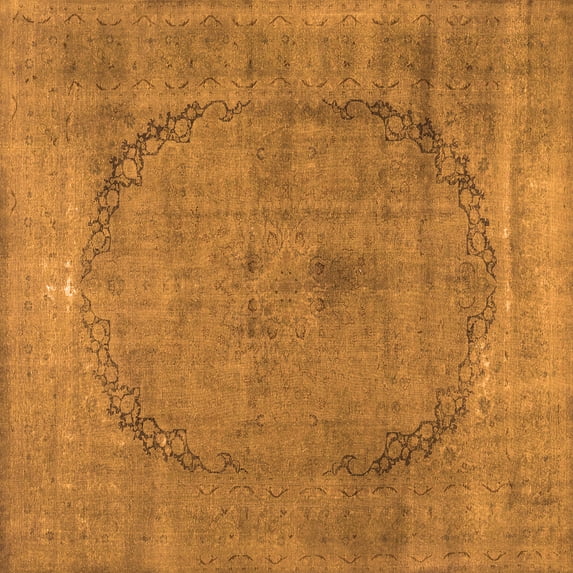 Ahgly Company Indoor Square Abstract Orange Contemporary Area Rugs, 6' Square