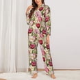 thumbnail image 2 of Balery Tulips Flowers Conjunto de Pijama con Estampado para Mujer, Conjunto de Dos Piezas con Manga Larga, Ropa de Dormir Suave con Bolsillos, Pijamas Cómodos-X-Large, 2 of 7