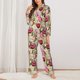 thumbnail image 2 of Fotbe Tulips Flowers Conjunto de Pijama de Manga Larga para Mujer con Estampado, Ropa de Dormir de 2 Piezas, Conjunto de Casa Suave y Cómodo con Bolsillos-Small, 2 of 7