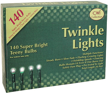 140 Ct Color Bulbs Green Cord Light String Strand Teeny Twinkle Multi Function 