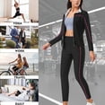 thumbnail image 4 of Purcolt Sauna Suit Women 2 Pieces Set Slim Fit Sweat Jacket and Leggings Anti Rip Track Outfit Machine Washable Sweat Suits for Gym Workout, 4 of 6