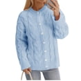 thumbnail image 4 of Long Sleeve Button Down Women Solid Casual Cable Knit Cardigan Coat, 4 of 5