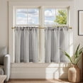 thumbnail image 1 of Striped Linen Kitchen Curtains 24 Inches Tier Curtains Farmhouse Modern Cafe Style Small Window Treatments Airy Light Filtering Rod Pocket for Living Room Bathroom 2 Panels Charcoal Grey, 1 of 7