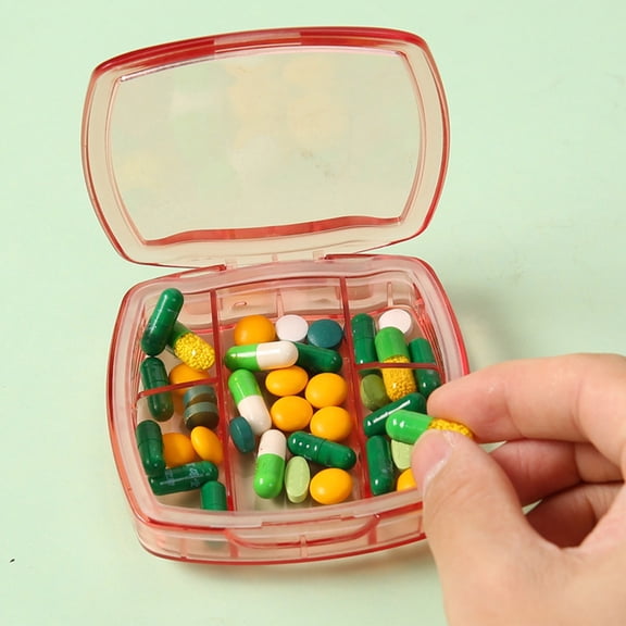 LBGAJGS Travel Pill Organizer Box, 5 Compartments Portable Mini Pill Case, Daily Medication Organizer Storage Pill Container for Pocket Pharmacy