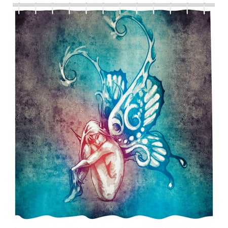 Butterflies Decorations Shower Curtain Set Fairy With Butterfly