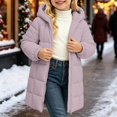 thumbnail image 3 of KAUOD Girls Winter Coat Heavyweight Hooded Puffer Jacket Kids Windproof Warm Solid Quilted Padded Down Jackets with Pockets, 3 of 3