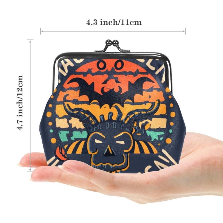 Vintage Halloween Black Cats Coin Purse – Kiss-Lock Closure, Microfiber PU Leather, Cute Change Pouch For Women & Girls