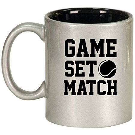 

Ceramic Coffee Tea Mug Cup Game Set Match Tennis (Silver)