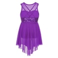 thumbnail image 2 of Hansber Kids Girls Sequins Criss-Cross Back Irregular Hem Ballet Modern Lyrical Dance Dress Purple 12, 2 of 6