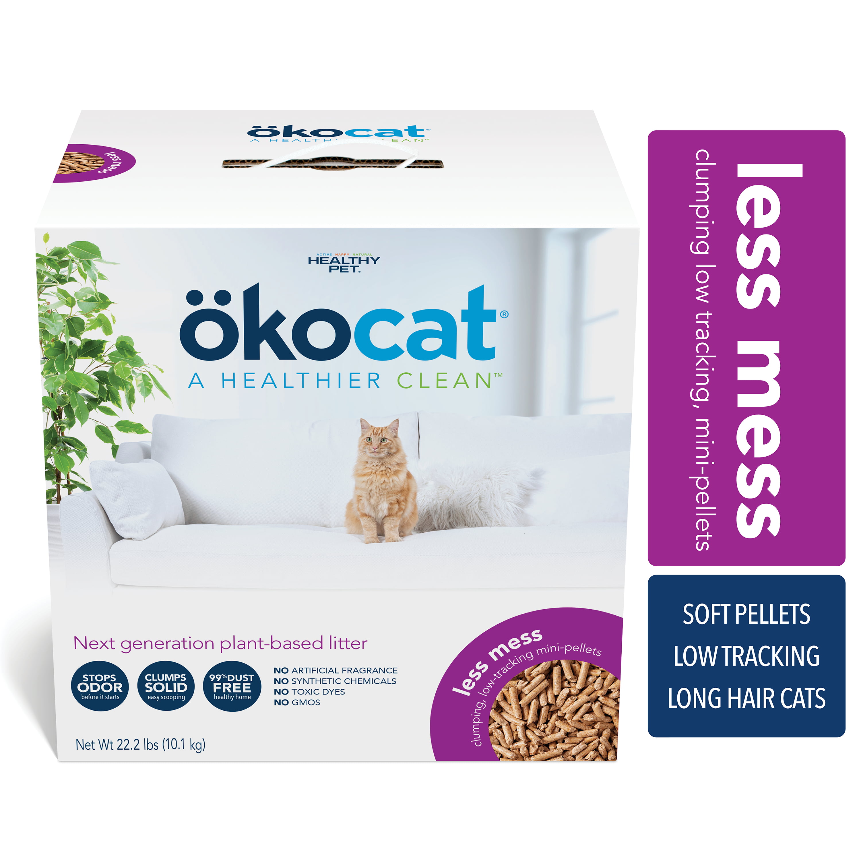 okocat Premium Less Mess Lowtracking, Clumping Natural Wood Pellet Cat