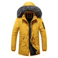 thumbnail image 2 of Men's Winter Coat Recycled Padded Winter Jacket Waterproof Puffer Jacket with Detachable Hood Solid Quilted Jacket A-Yellow XXL, 2 of 5
