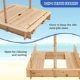 thumbnail image 4 of GVN Kids Wooden Sandbox with Canopy and Bench Seats, Backyard Sandbox, Kid's Outdoor Furniture, Honey, Gift for Ages 2-8, 4 of 10