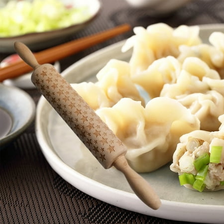 

Masteelf Wooden Rolling Pin Beautiful Printing Rolling Pin for Home Store Baking (Five-Pointed Star Pattern)