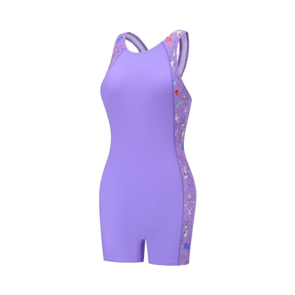 Shadoumai Girls One Piece Swimsuit Size 16 Scalloped Ribbed Tankini for Girls Lightweight Tropical Print Bathing Suit Girls' Swimwear with Print Shorts Adjustable Wide Straps