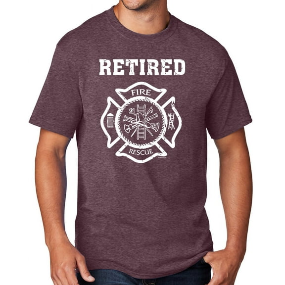 Men's Retired Firefighter T-shirt, 3XL Athletic Heather Maroon