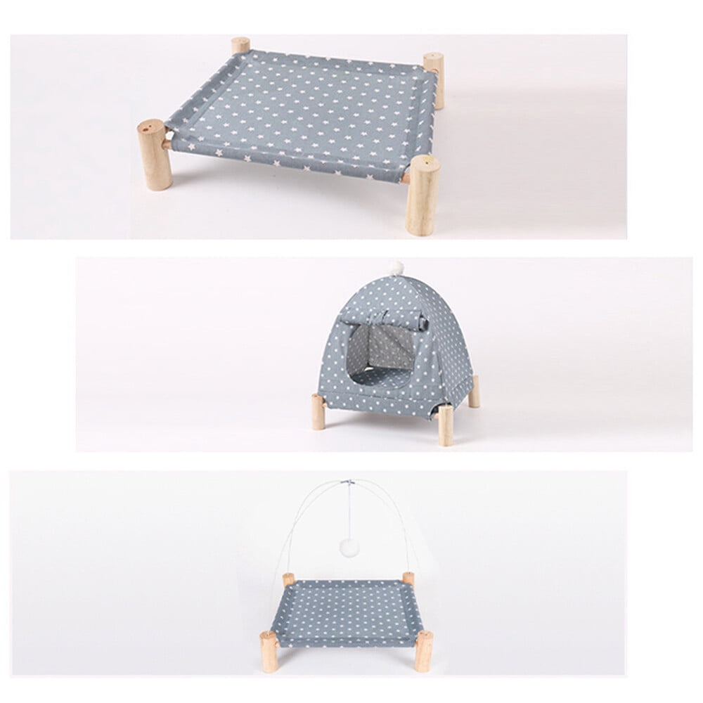 TOPCHANCES Wooden Frame Elevated Dog Cat Pet Bed with Removable Canopy Tent, Portable Dog Cat Tent for Outdoor & Indoor Use