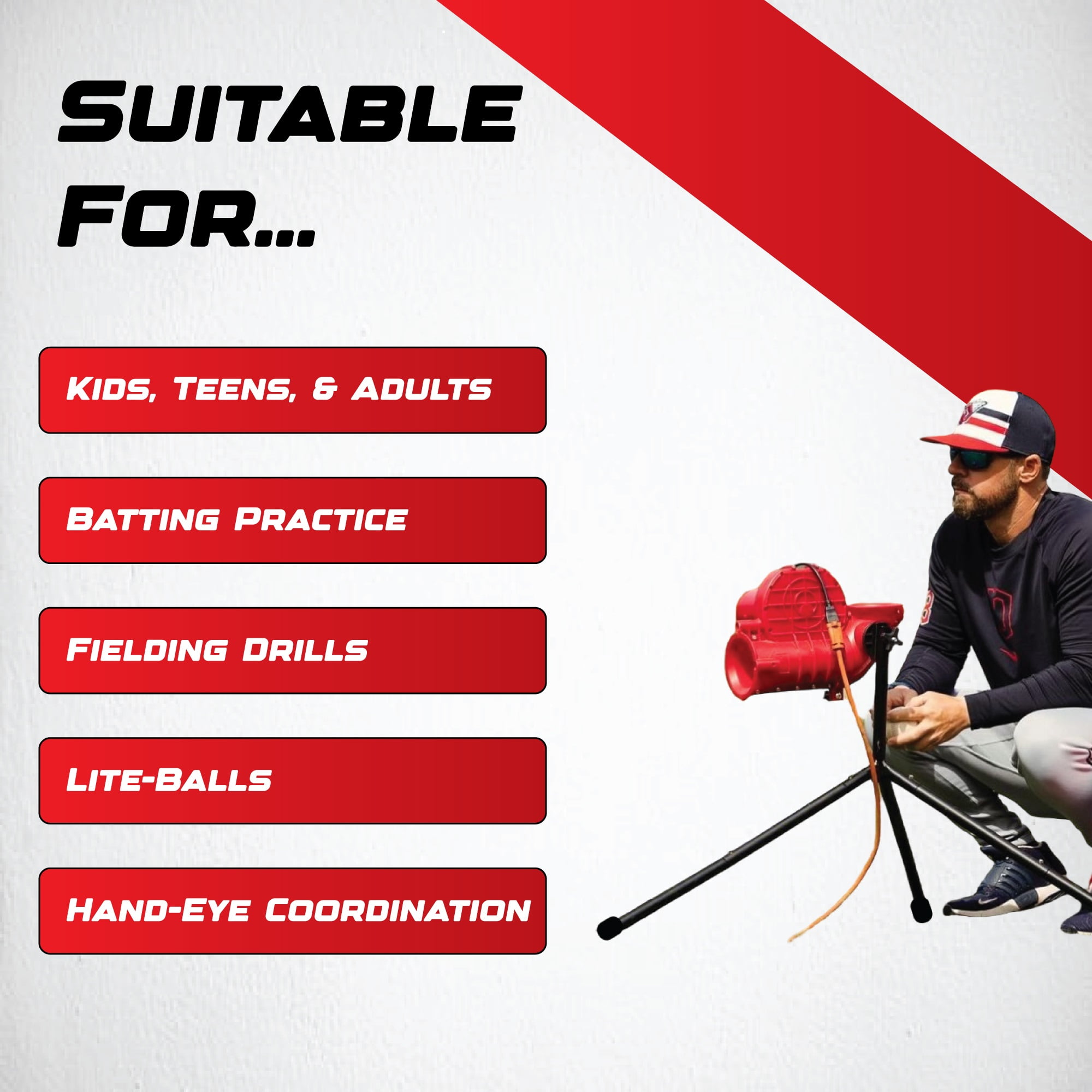 パワーアリーライト　ピッチングマシン Heater Sports Power Alley Lite BB Machine - Electric