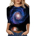 thumbnail image 5 of IWRICH Women's Long Sleeve Crew Neck T Shirts Space Printed Tees Causal Fashion Rave Clothes 10-Purple S, 5 of 6