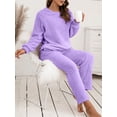 thumbnail image 5 of Hanerdun Womens Plush Pajamas Set Female 2PCS Long Sleeve Nightwear Purple M, 5 of 5