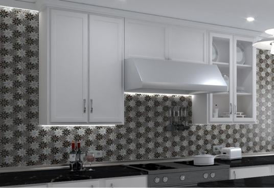 Fresh Ticia Gray Floral Pattern Polished Glass Mosaic Wall and Floor Tile