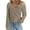 Khaki, variant on Lovskoo Long Sleeve Shirts for Women Cusal Round Neck Cold Shoulder Lightweight Sweatshirts Solid Color Pullover Tops Khaki