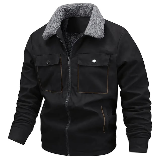 Ceisia Men's Fleece-Lined Suede-Like Workwear Jacket with Sherpa Collar Gift