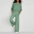 thumbnail image 5 of Womens 2 Piece Outfits V Neck Long Sleeve Sweatshirts & Casual Pocket Pants Sets Business Outdoor Running Outfits 2XL, 5 of 5
