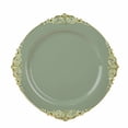 thumbnail image 2 of Balsa Circle 10 Dusty Sage Round 8" Disposable Plastic Salad Dinner Plates Gold Embossed Baroque Trim Party Events Decorations, 2 of 8