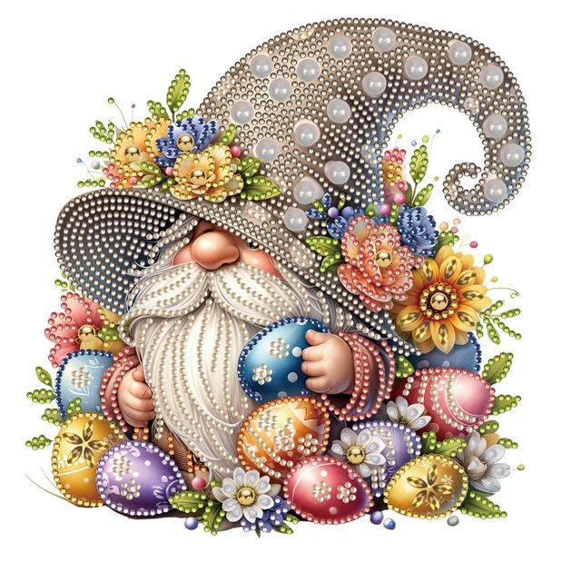 Pintura de diamante 5D DIY, taladro parcial con forma especial, decoración de gnomo de Pascua, 30x30cm