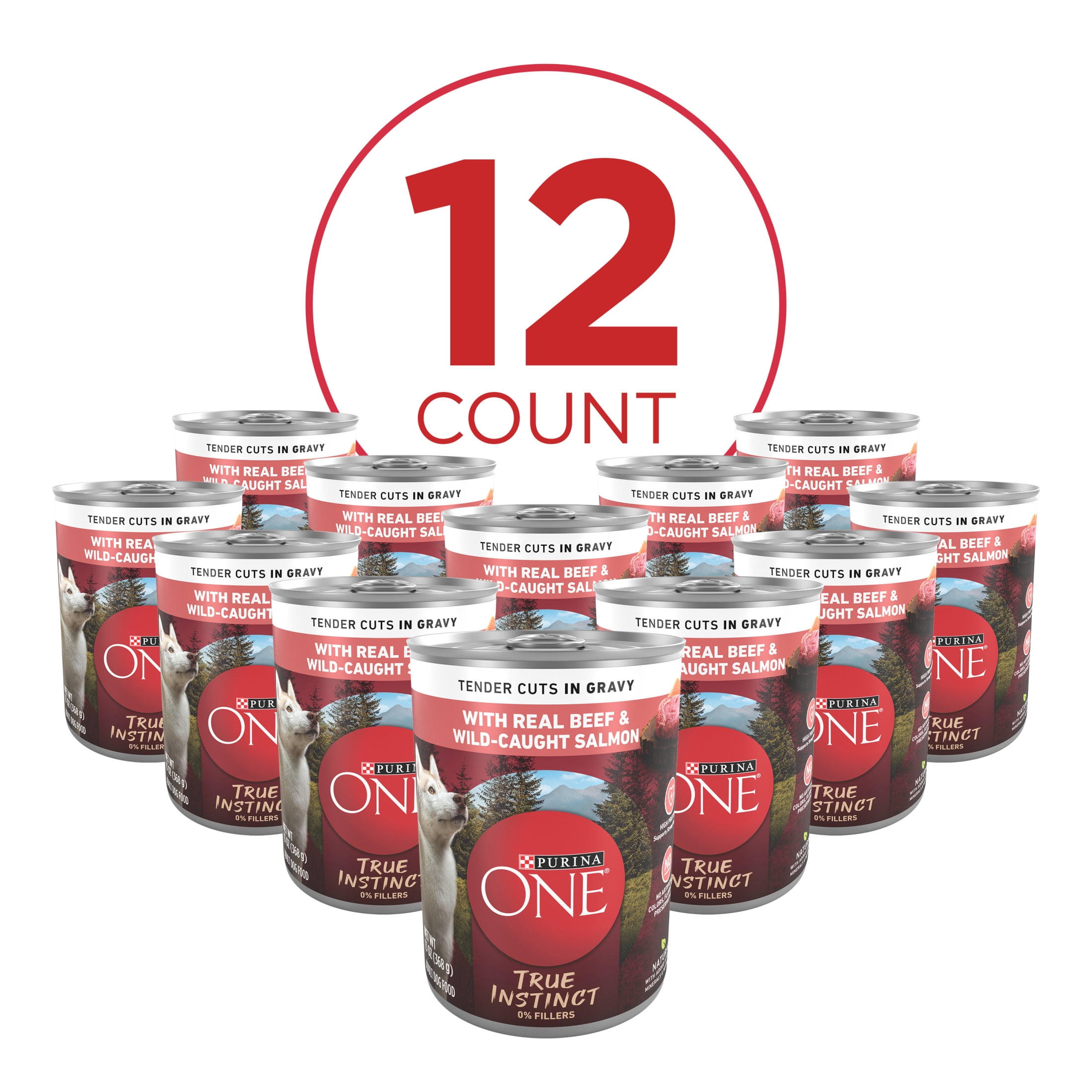 (4 pack) Purina ONE True Instinct Wet Dog Food, High Protein Soft Beef & Salmon, 13 oz Can