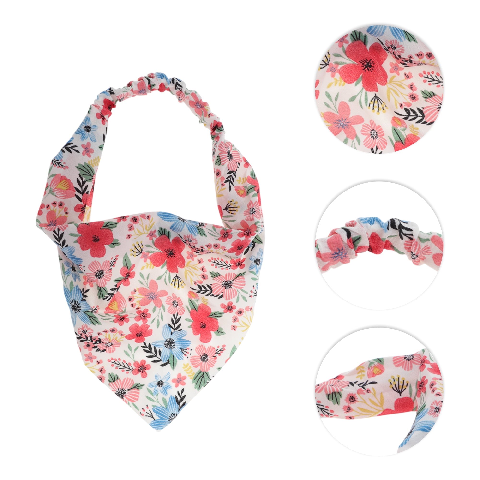 Unique Bargains 1pc Pastoral Style Floral Headwrap for Hair Accessories Red