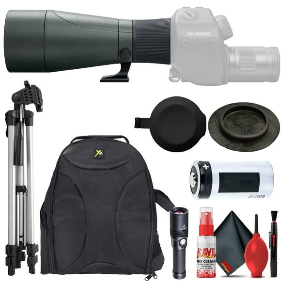 Swarovski STR-80 HD 80mm Spotting Scope (Straight Viewing, Requires Eyepiece, MOA Reticle) + Padded Backpack + Flashlight  + 6FT Tripod + 6Ave Cleaning Kit