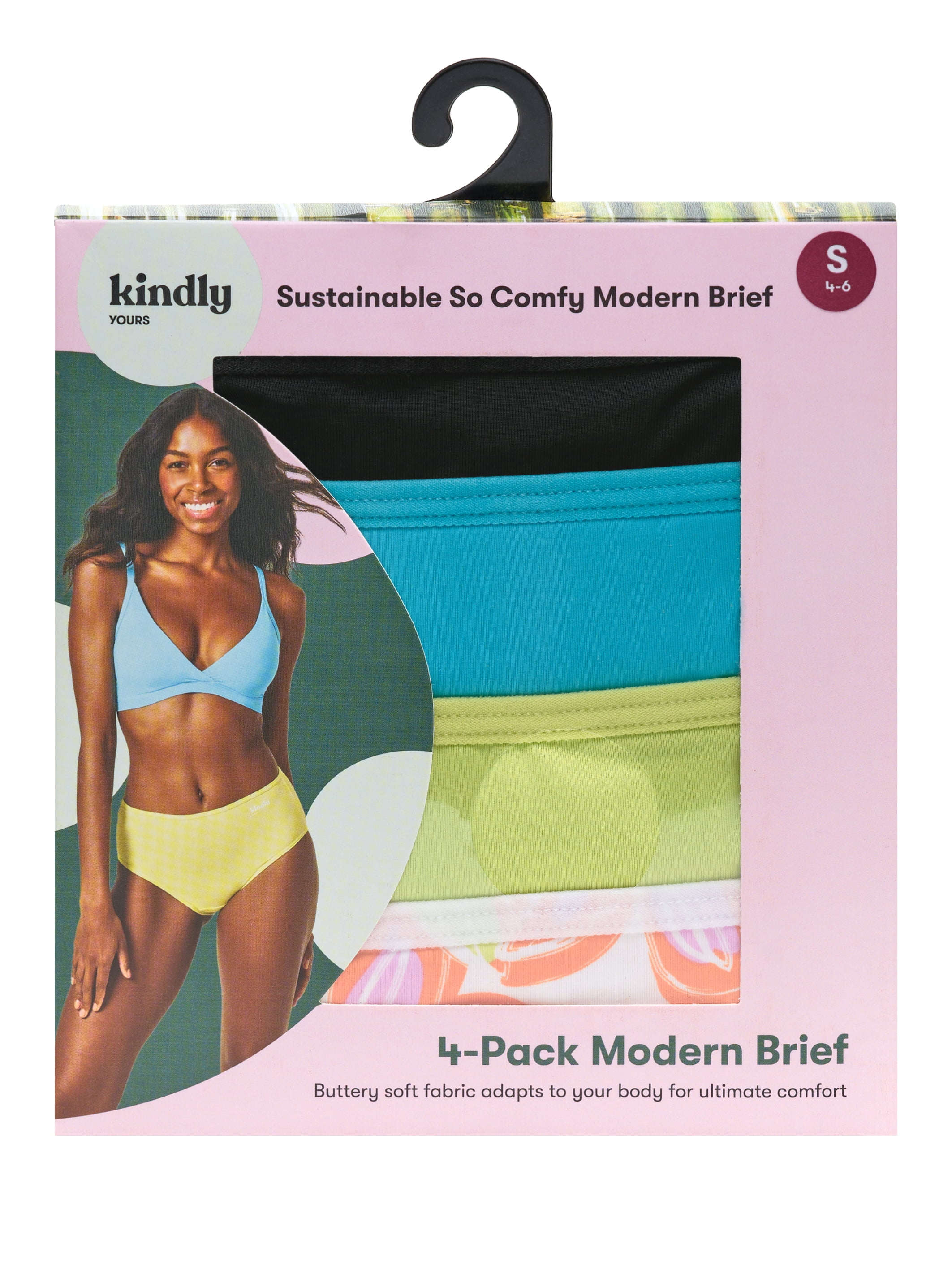 Kindly Yours Women’s So Comfy Micro Brief Underwear, 4-Pack, Sizes XS-XXXL