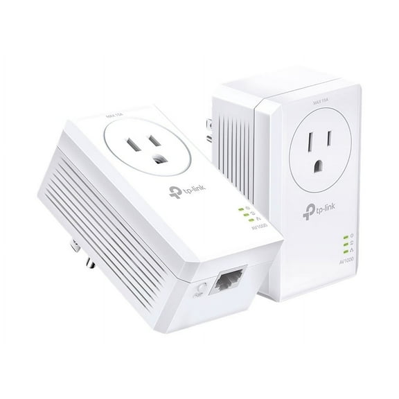TP-Link TL-PA7017P KIT - AV1000 Gigabit Passthrough Powerline Starter Kit - Ethernet Adapter - Gigabit Port - Plug and Play - Extra Power Socket for Additional Devices - Ideal for Smart TV