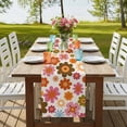 thumbnail image 4 of Table Runners 120 Inches Long Dress Scarves, Bohemia Floral Farmhouse Coffee/Dining/Kitchen Table Runner for Living Room, Vintage Orange Pink Flowers Boho Style Beige 13x120 Inch, 4 of 9