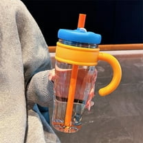 Gallickan Water Cup, 37oz Large Capacity Scald Proof Plastic Straw Tumbler, Ice Bar Cooler Design Drop Proof, Portable Heat Proof Drinkware for Travel Outdoors, Orange
