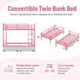 thumbnail image 4 of Miniyam Twin Over Twin Metal Bunk Bed with Storage Drawers, Convertible Bunk Bed with Guardrails, Ladder, Pink, 4 of 7