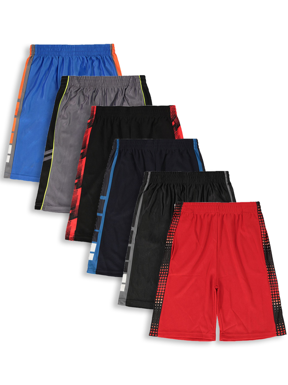 Cookie's Boys' 6-Pack Athletic Shorts, Red/Multi photo 2