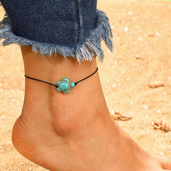 Leather Strap Wolf Bracelet Rose Quartz Bracelet Ring Set Bracelet Display Fashion Animal Tortoise-shaped Layer Rope Anklet Jewelry