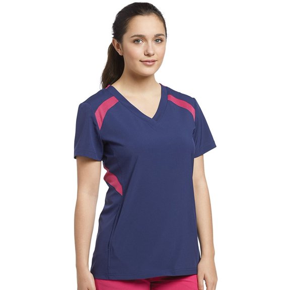 fit by white cross women's v-neck mesh contrast solid scrub top