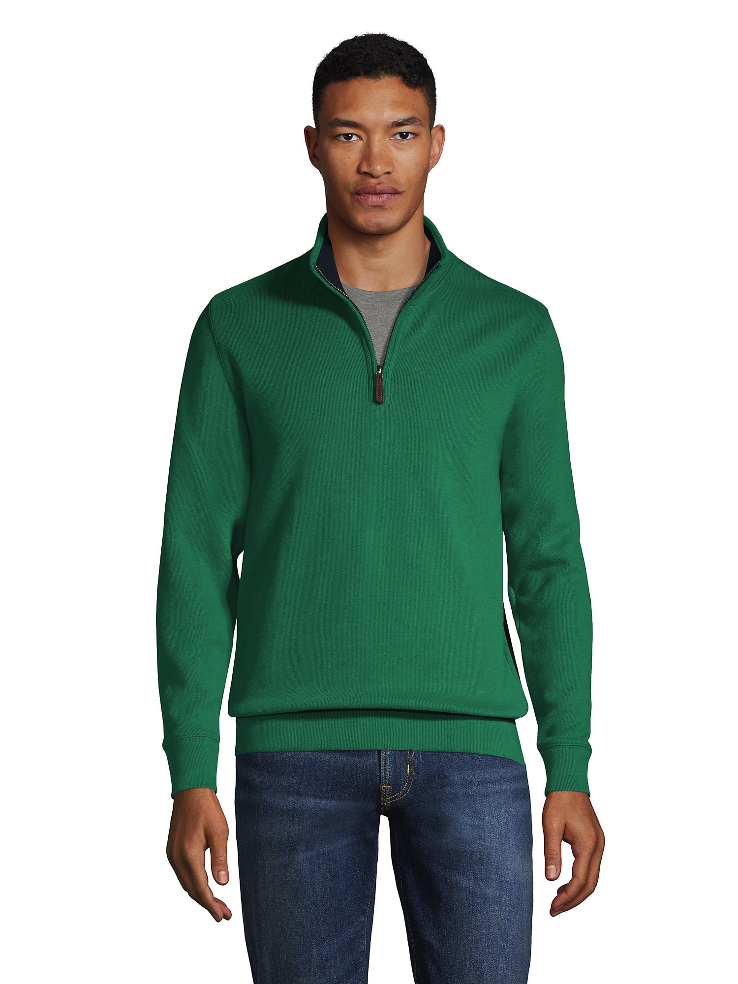 Lands' End Men's Bedford Rib Quarter Zip Sweater - Walmart.com
