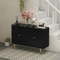 thumbnail image 3 of Modern Fluted Striped 4-Door Storage Cabinet with Gold Legs, Accent Storage Cabinet, Green, 3 of 8