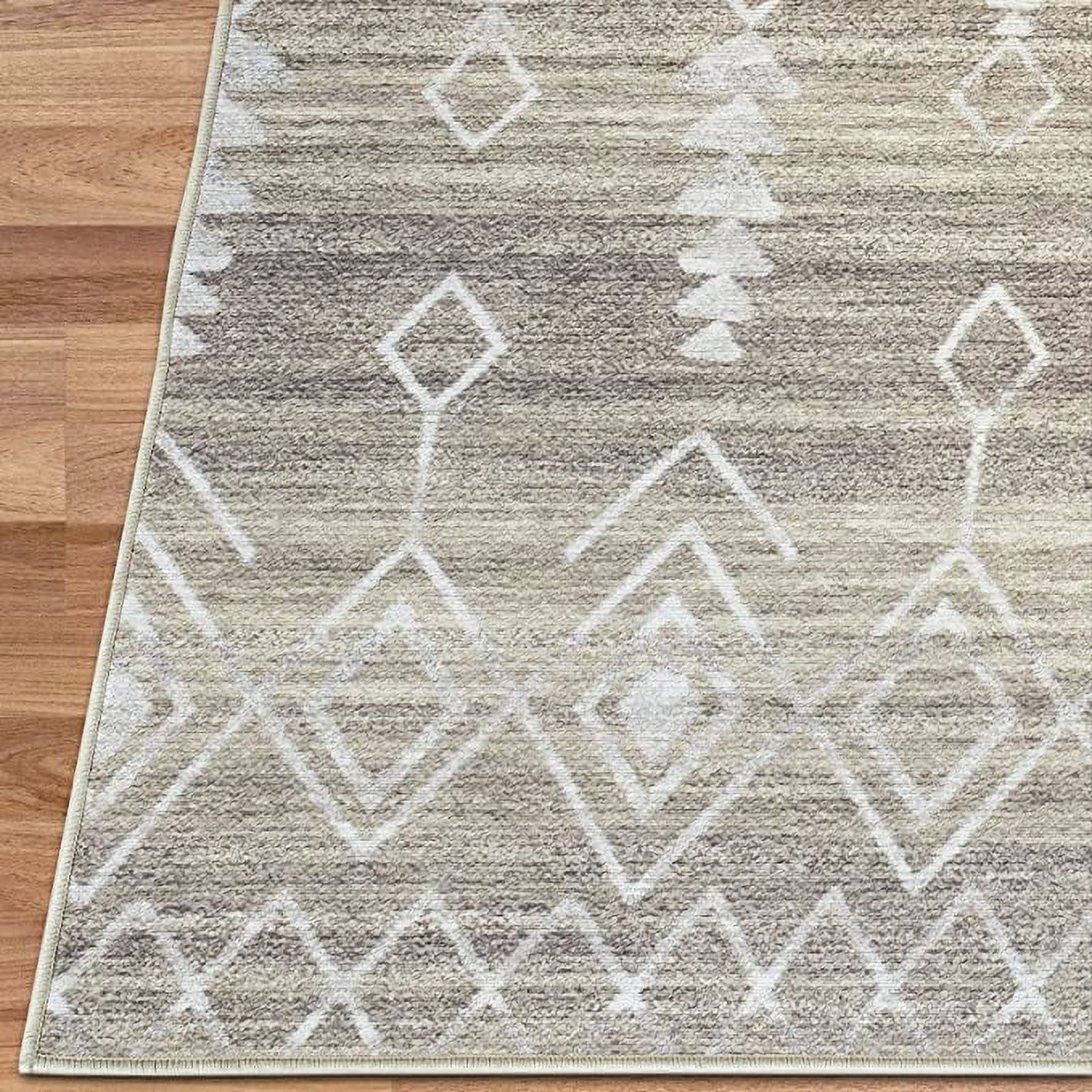 ReaLife Machine Washable Rug Stain Resistant, Non-Shed Eco-Friendly, Non -Slip, Family  Pet Friendly Made from Premium Recycled Fibers Moroccan  Beige 2'6