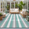thumbnail image 2 of Large Area Rugs 5'x8', Aqua Grey Stripe Carpet Runner Indoor Outdoor Rugs Home Decor Aesthetic, Minimalist Farmhouse Striped Non Slip Mats Washable Accent Rug for Living Room Bedroom, 2 of 8